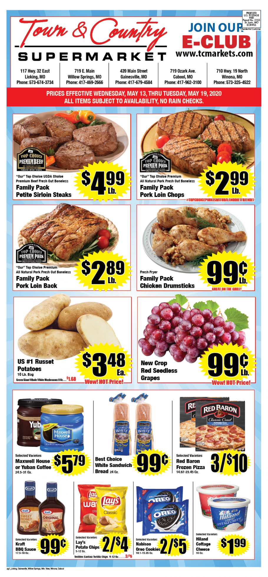 Licking Ad Town & Country Supermarkets