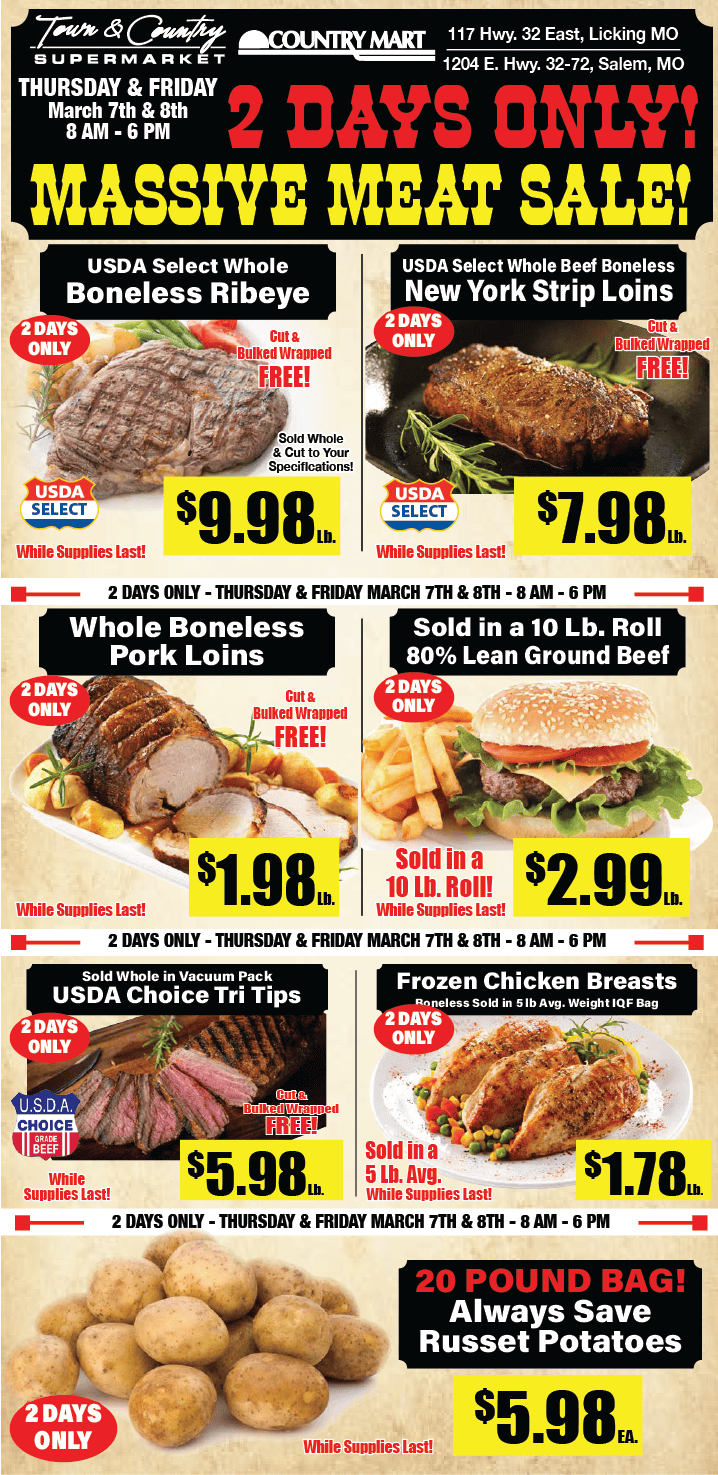 Massive Meat Sale - Town & Country/Country Mart