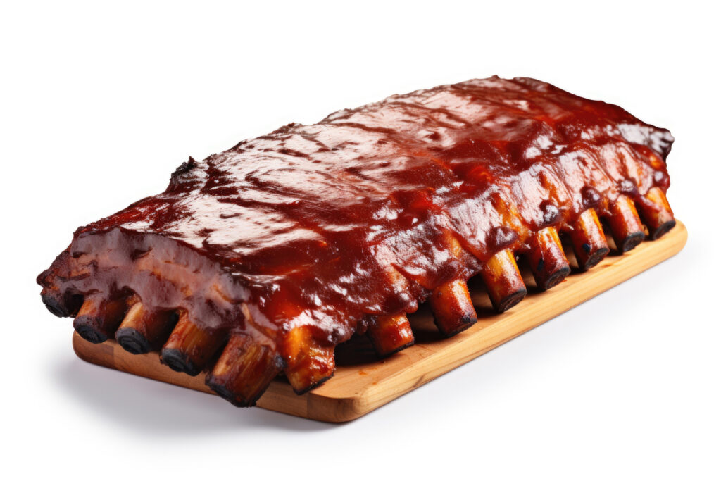 Roasted ribs on a white background