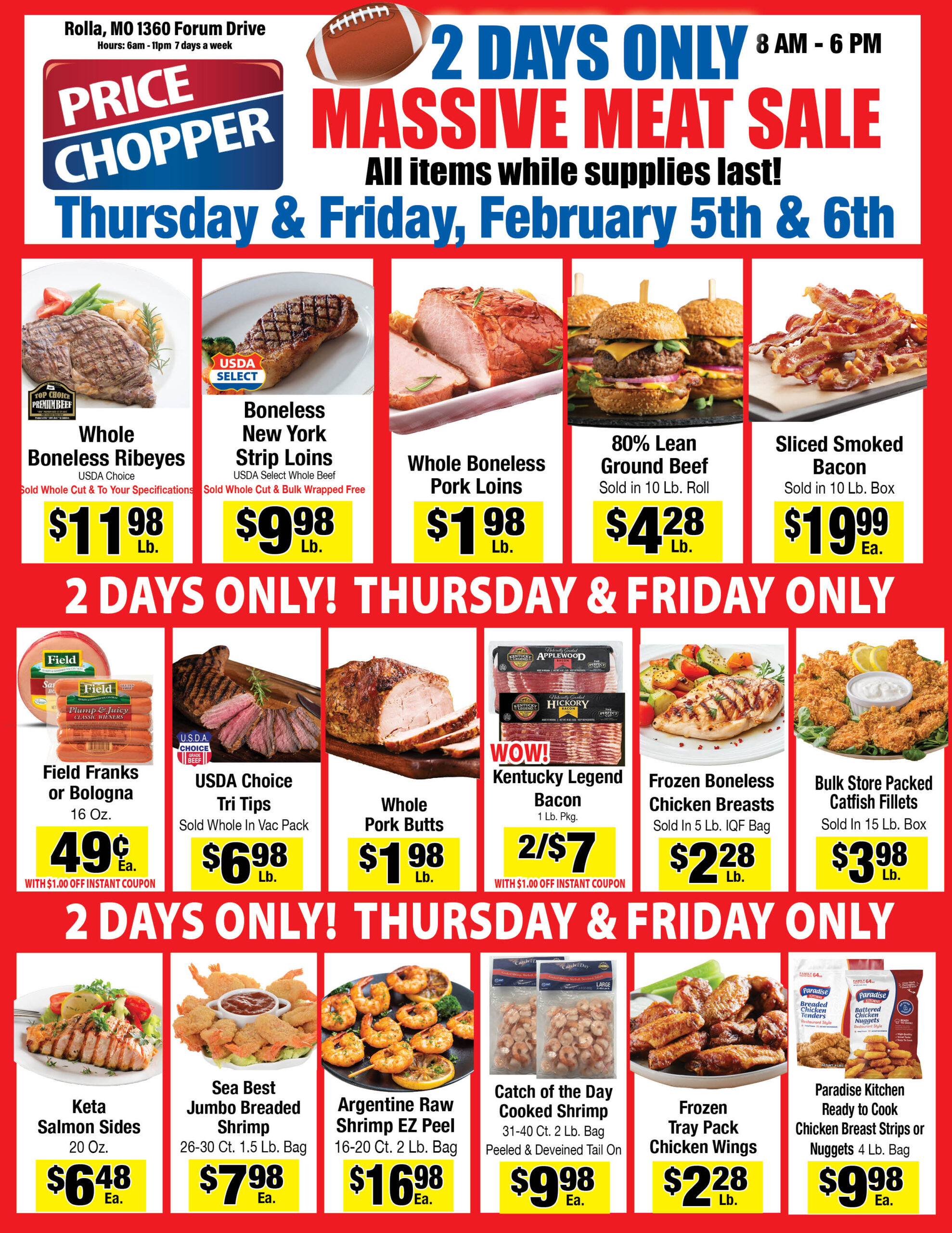 Rolla Flyer Massive Meat Sale Superbowl 2026